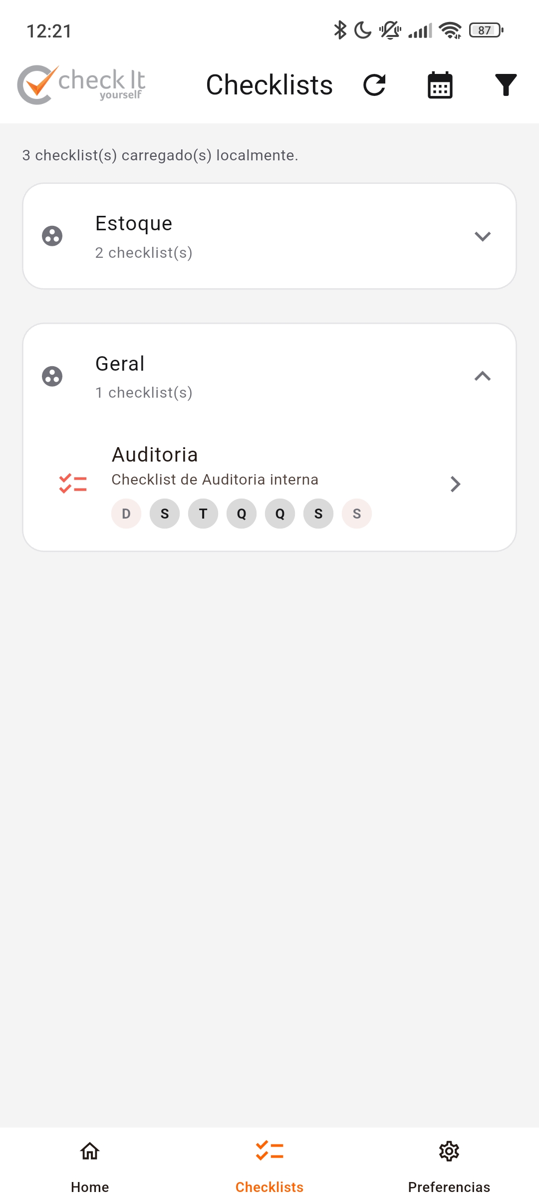 Execução de checklist no aplicativo mobile