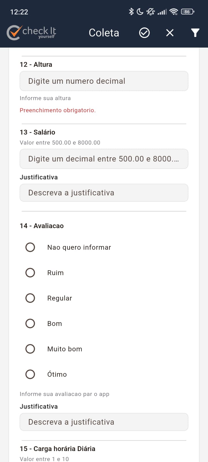 Coleta de evidência no app mobile