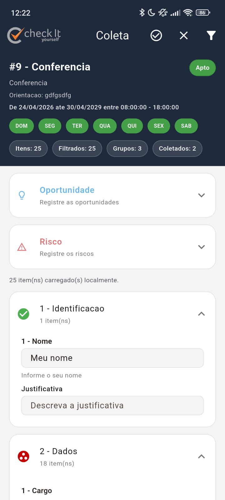 Registro fotográfico em checklist mobile